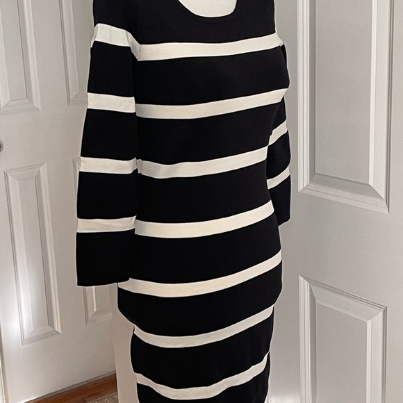 Mango Suit Striped Women White And Black knit Body Dress Size XS - Picture 7 of 16